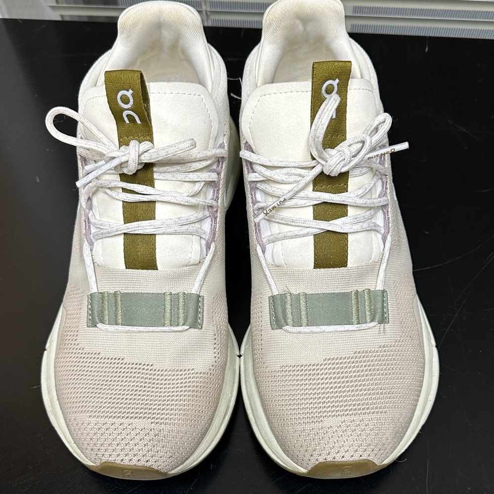 On Running Women’s White and Olive Sneakers